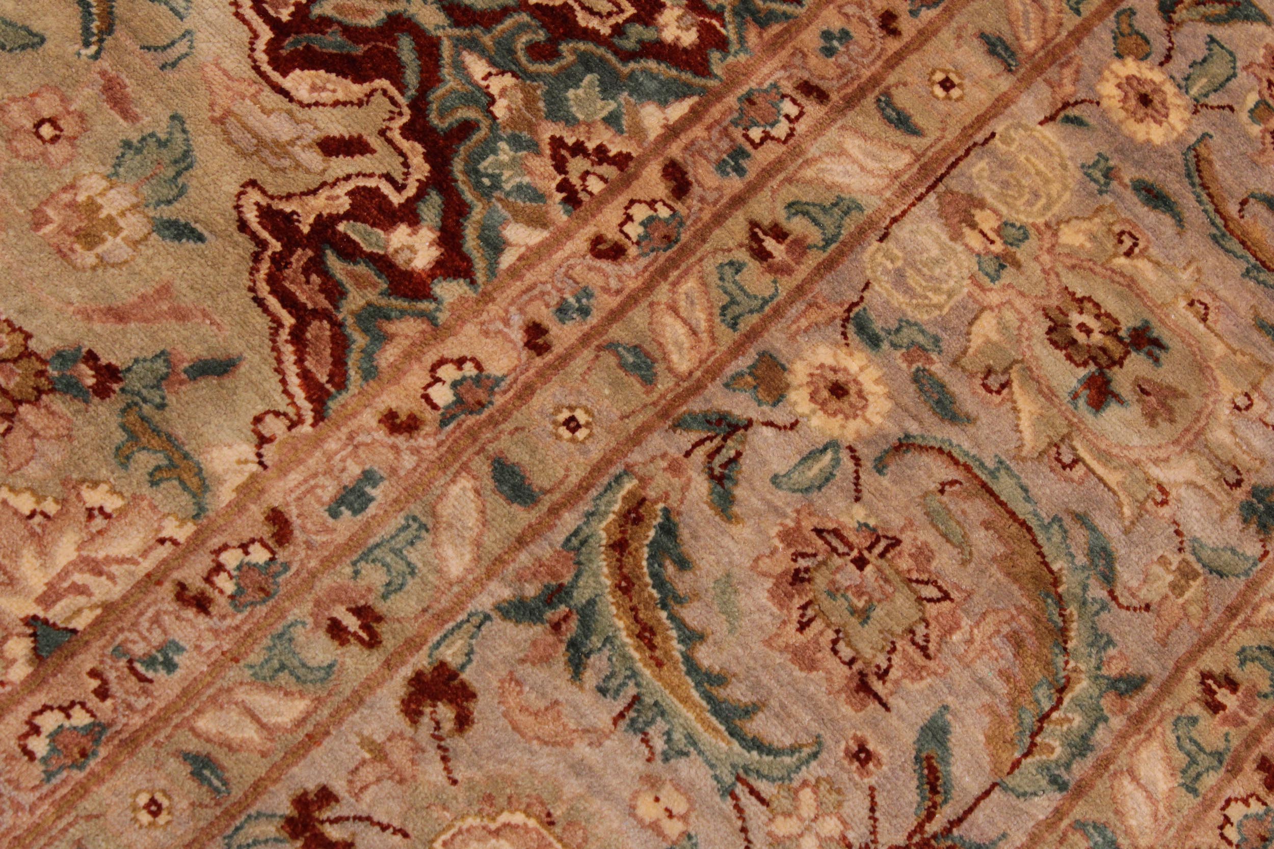 handmade Transitional  Lt. Green Lt. Green Hand Knotted RECTANGLE 100% WOOL area rug 9' x 12'
