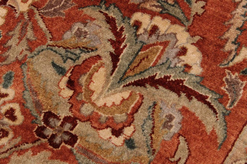 handmade Traditional  Rust Lt. Green Hand Knotted RECTANGLE 100% WOOL area rug 9'X12'