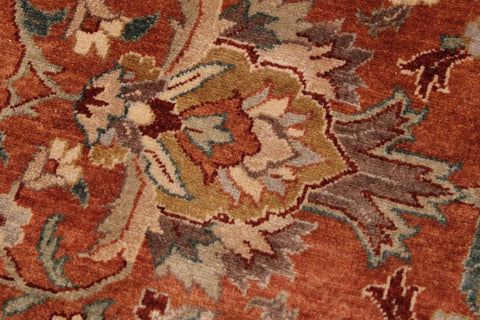 handmade Traditional  Rust Lt. Green Hand Knotted RECTANGLE 100% WOOL area rug 9'X12'