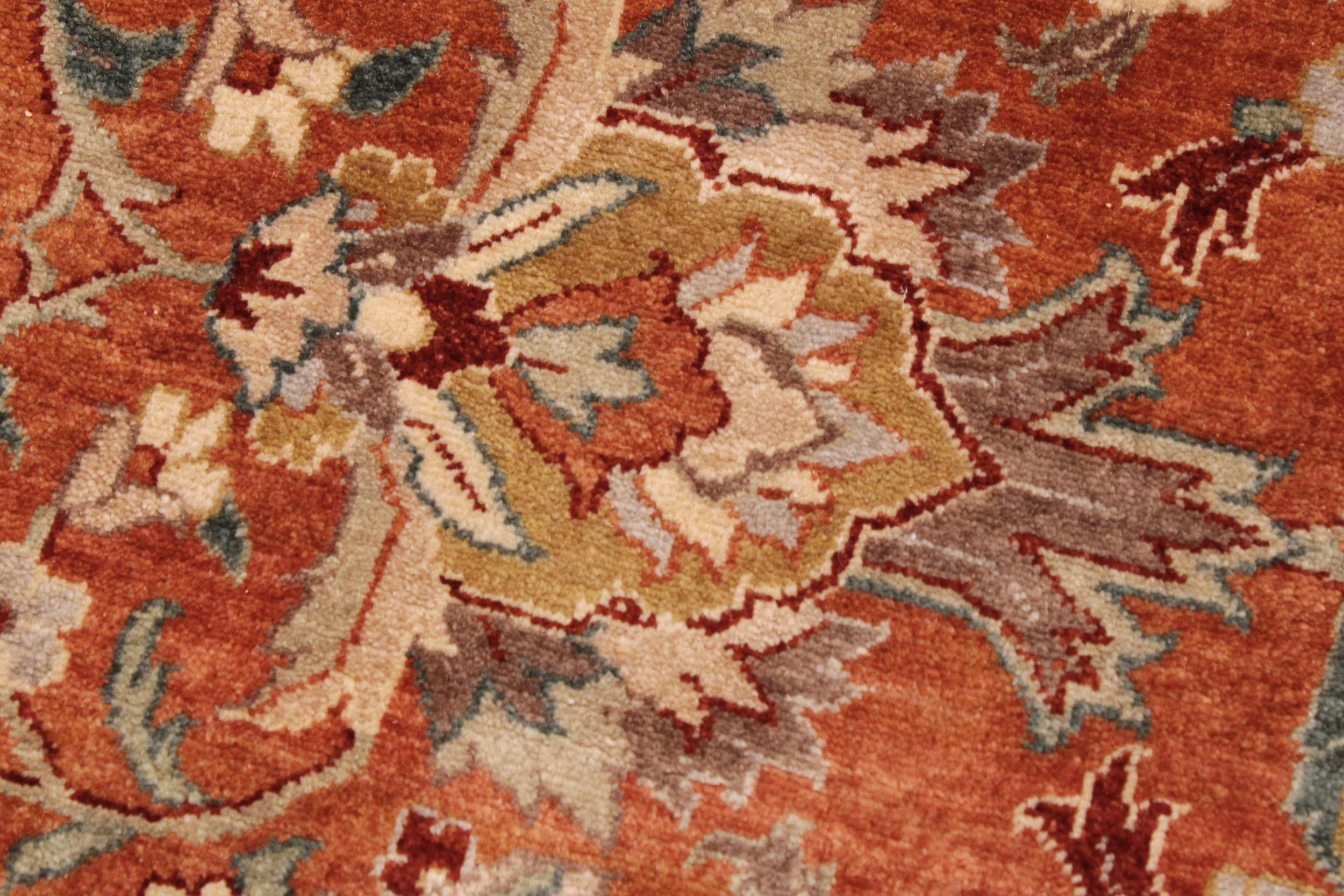handmade Traditional  Rust Lt. Green Hand Knotted RECTANGLE 100% WOOL area rug 9' x 12'