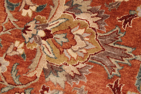 handmade Traditional  Rust Lt. Green Hand Knotted RECTANGLE 100% WOOL area rug 9' x 12'