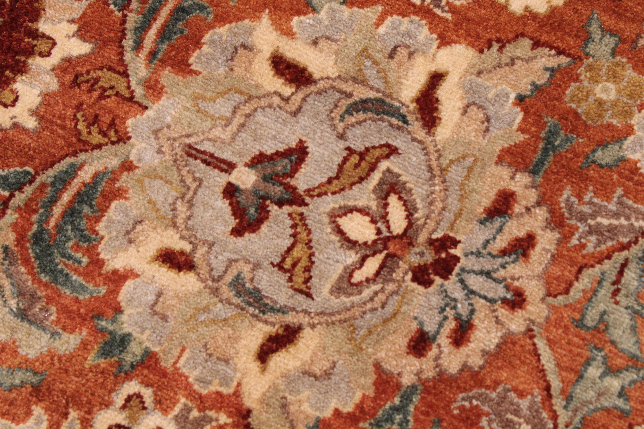 handmade Traditional  Rust Lt. Green Hand Knotted RECTANGLE 100% WOOL area rug 9' x 12'