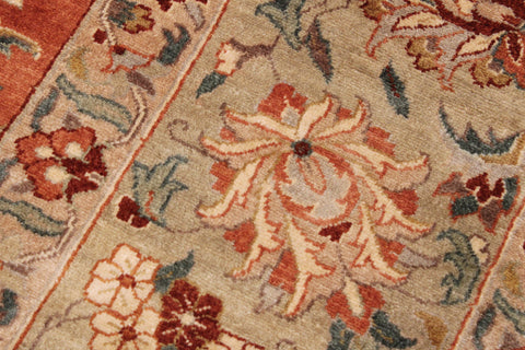 handmade Traditional  Rust Lt. Green Hand Knotted RECTANGLE 100% WOOL area rug 9' x 12'