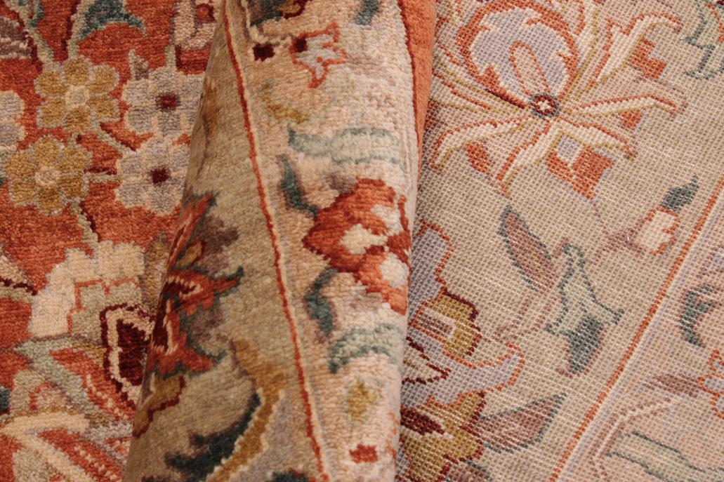 handmade Traditional  Rust Lt. Green Hand Knotted RECTANGLE 100% WOOL area rug 9'X12'