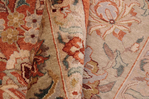 handmade Traditional  Rust Lt. Green Hand Knotted RECTANGLE 100% WOOL area rug 9'X12'