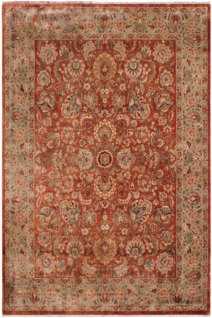 handmade Traditional  Rust Lt. Green Hand Knotted RECTANGLE 100% WOOL area rug 9'X12'