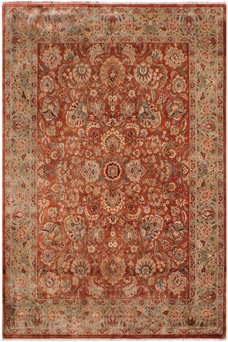 handmade Traditional  Rust Lt. Green Hand Knotted RECTANGLE 100% WOOL area rug 9'X12'
