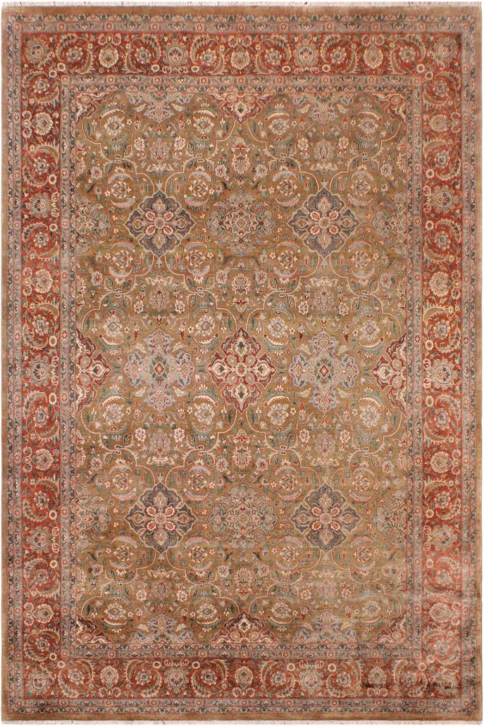handmade Traditional  Gold Rust Hand Knotted RECTANGLE 100% WOOL area rug 9'X12'