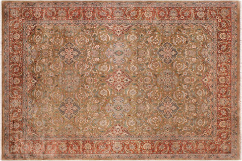 handmade Traditional  Gold Rust Hand Knotted RECTANGLE 100% WOOL area rug 9'X12'