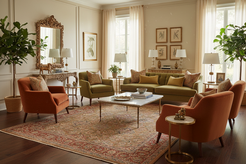 handmade Traditional  Gold Rust Hand Knotted RECTANGLE 100% WOOL area rug 9'X12'