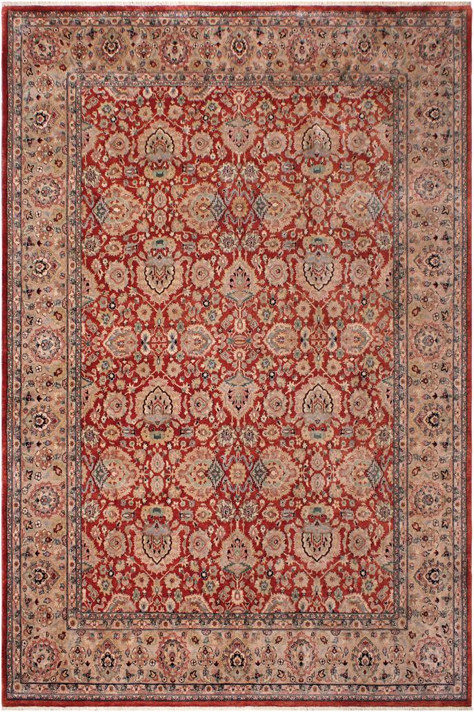 handmade Transitional Lahore Rust Tan Hand Knotted RECTANGLE 100% WOOL area rug 9'X12'