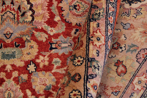 handmade Traditional Lahore Rust Tan Hand Knotted RECTANGLE 100% WOOL area rug 9' x 12'