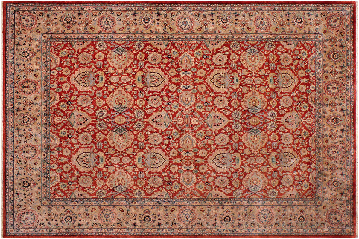 handmade Traditional Lahore Rust Tan Hand Knotted RECTANGLE 100% WOOL area rug 9' x 12'