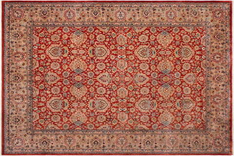 handmade Traditional Lahore Rust Tan Hand Knotted RECTANGLE 100% WOOL area rug 9' x 12'