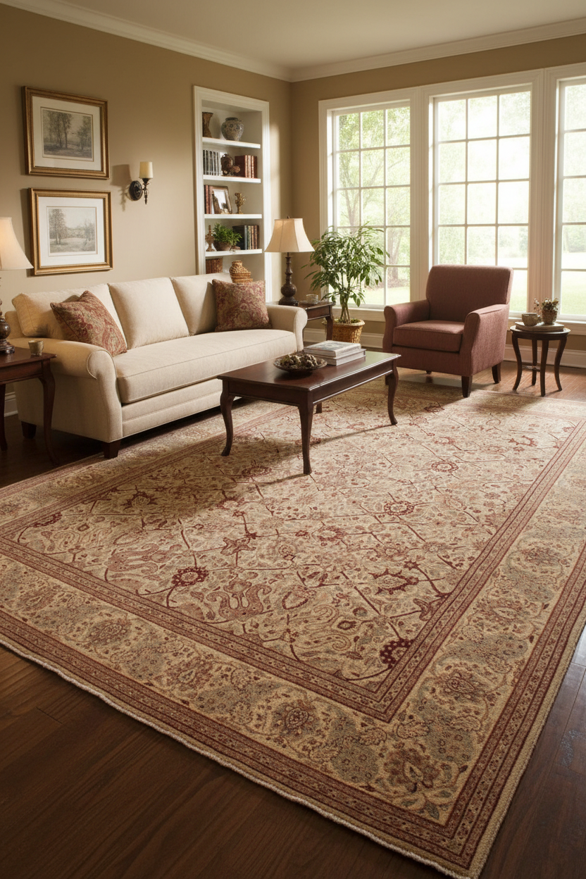 handmade Traditional  Tan Lt. Tan Hand Knotted RECTANGLE 100% WOOL area rug 9'X12'