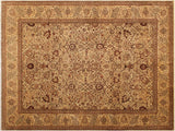 Turkish Knotted Istanbul Lavonne Tan/ Tan Wool Rug - 9'2'' x 12'6''