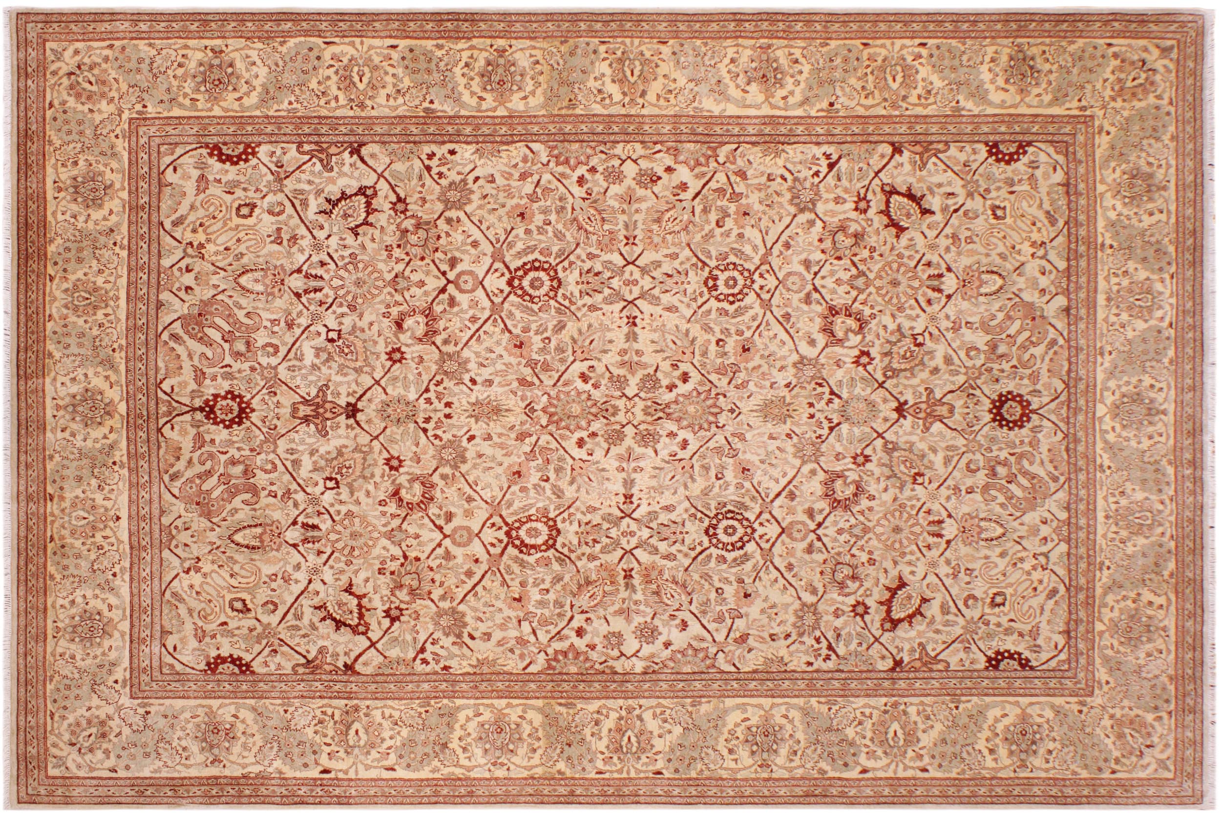 handmade Traditional  Tan Lt. Tan Hand Knotted RECTANGLE 100% WOOL area rug 9' x 12'