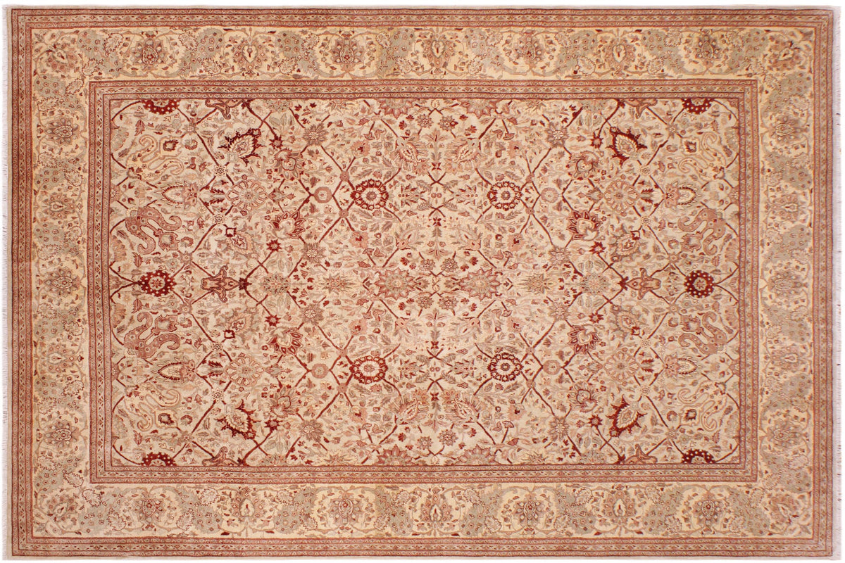 handmade Traditional  Tan Lt. Tan Hand Knotted RECTANGLE 100% WOOL area rug 9' x 12'