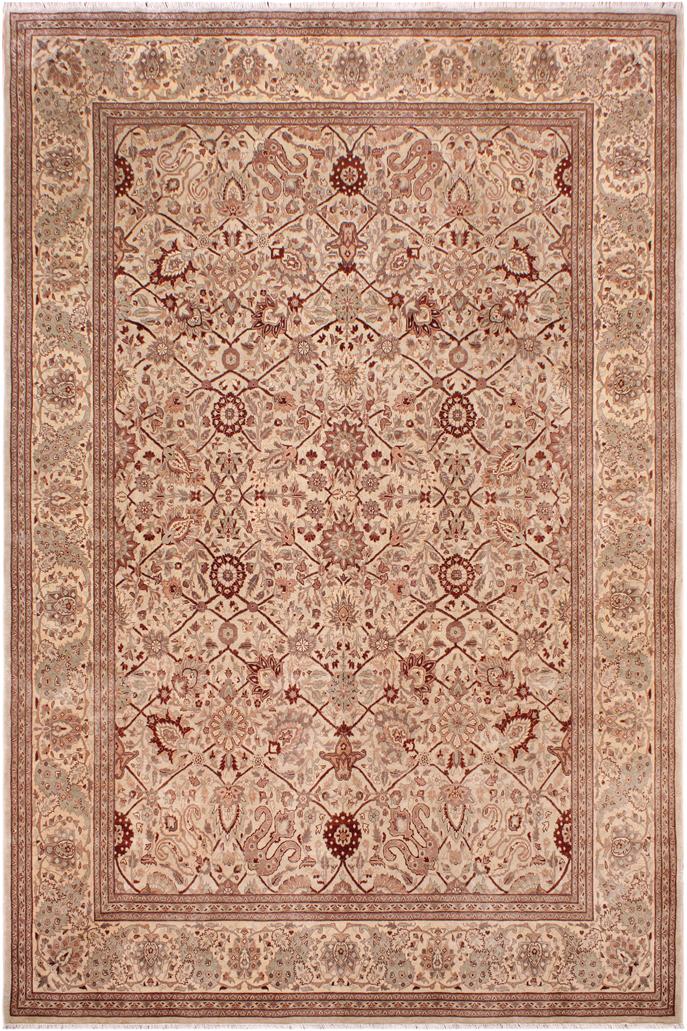 handmade Traditional  Ivory Copper Hand Knotted RECTANGLE 100% WOOL area rug 9'X12'
