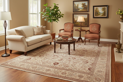 Turkish Knotted Istanbul Ilene Ivory/Copper Wool Rug - 9'3''X12'4''