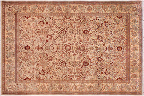 handmade Traditional  Ivory Copper Hand Knotted RECTANGLE 100% WOOL area rug 9' x 12'