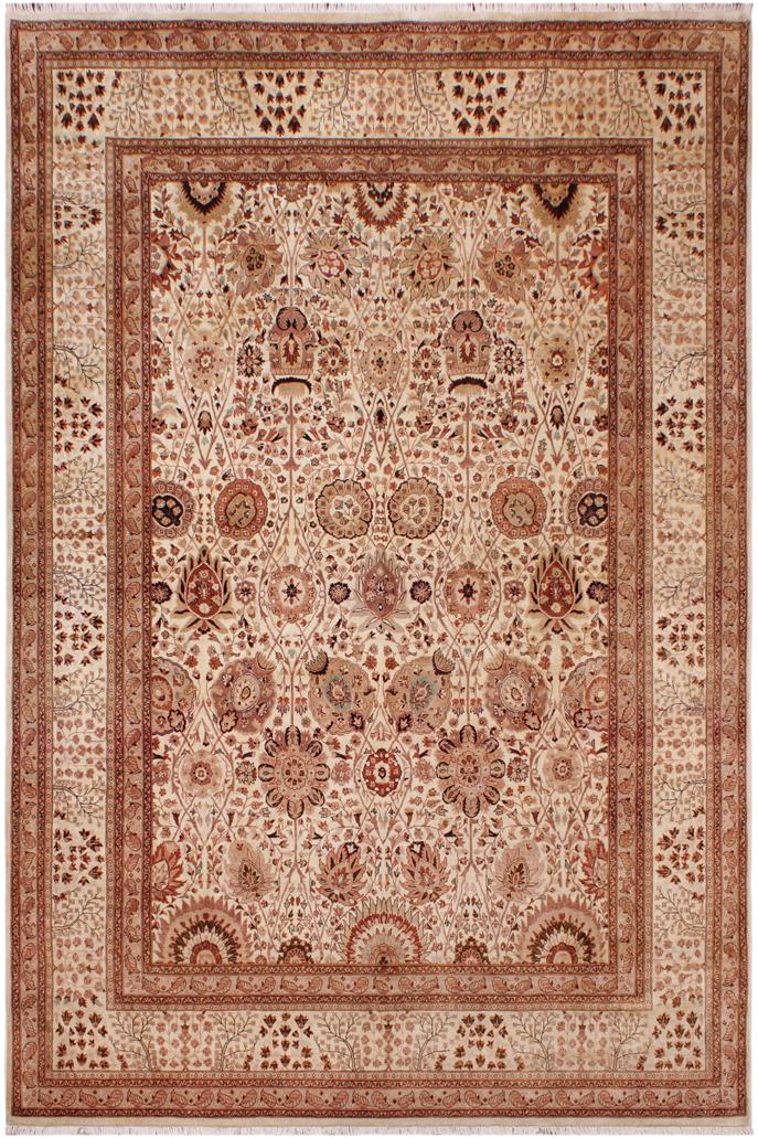 handmade Traditional  Beige Copper Hand Knotted RECTANGLE 100% WOOL area rug 9'X12'