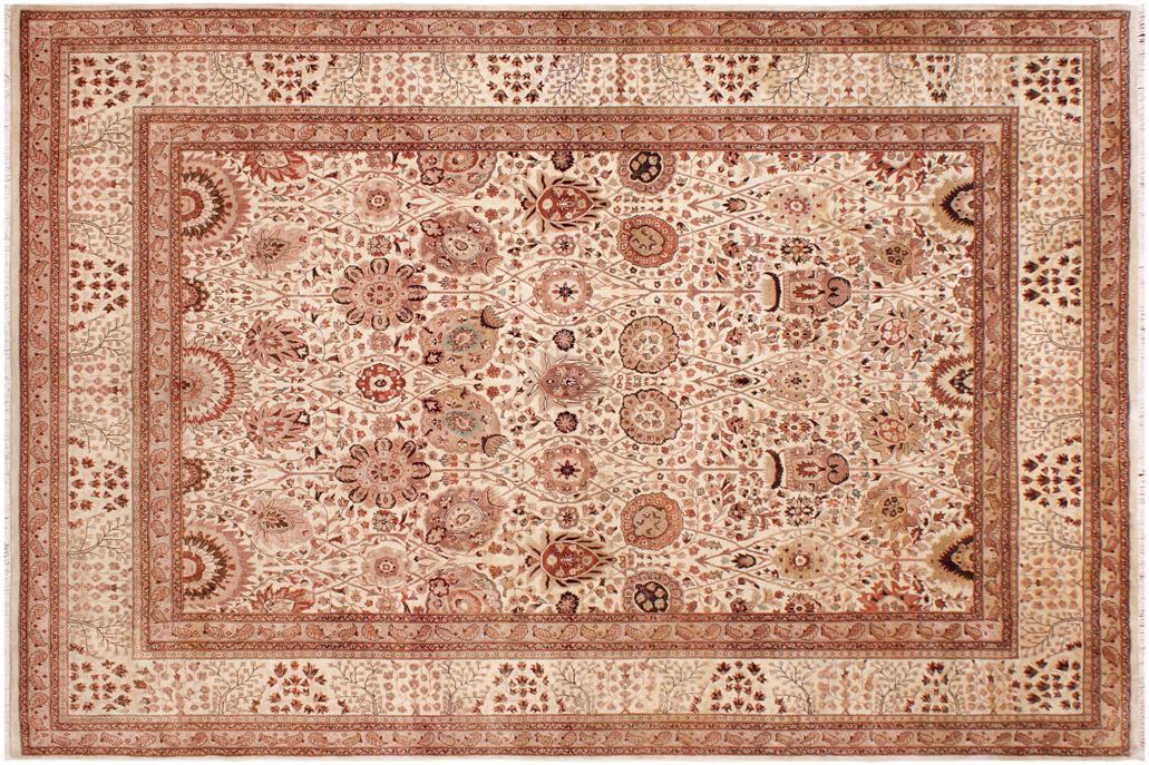 handmade Traditional  Beige Copper Hand Knotted RECTANGLE 100% WOOL area rug 9'X12'
