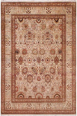 handmade Traditional  Beige Copper Hand Knotted RECTANGLE 100% WOOL area rug 9'X12'