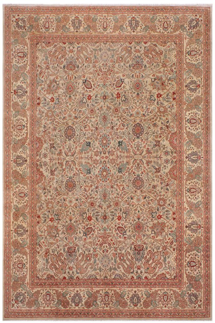 handmade Traditional Design Beige Tan Hand Knotted RECTANGLE 100% WOOL area rug 9'X12'