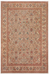 handmade Traditional Design Beige Tan Hand Knotted RECTANGLE 100% WOOL area rug 9'X12'