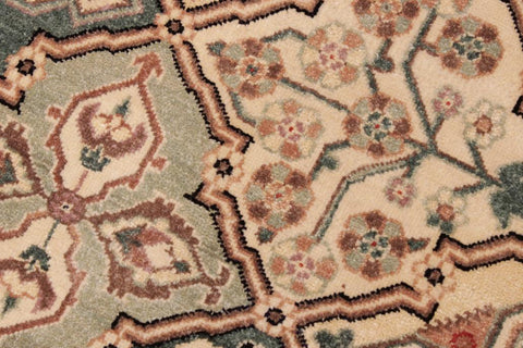 handmade Traditional  Green Beige Hand Knotted RECTANGLE 100% WOOL area rug 9'X12'