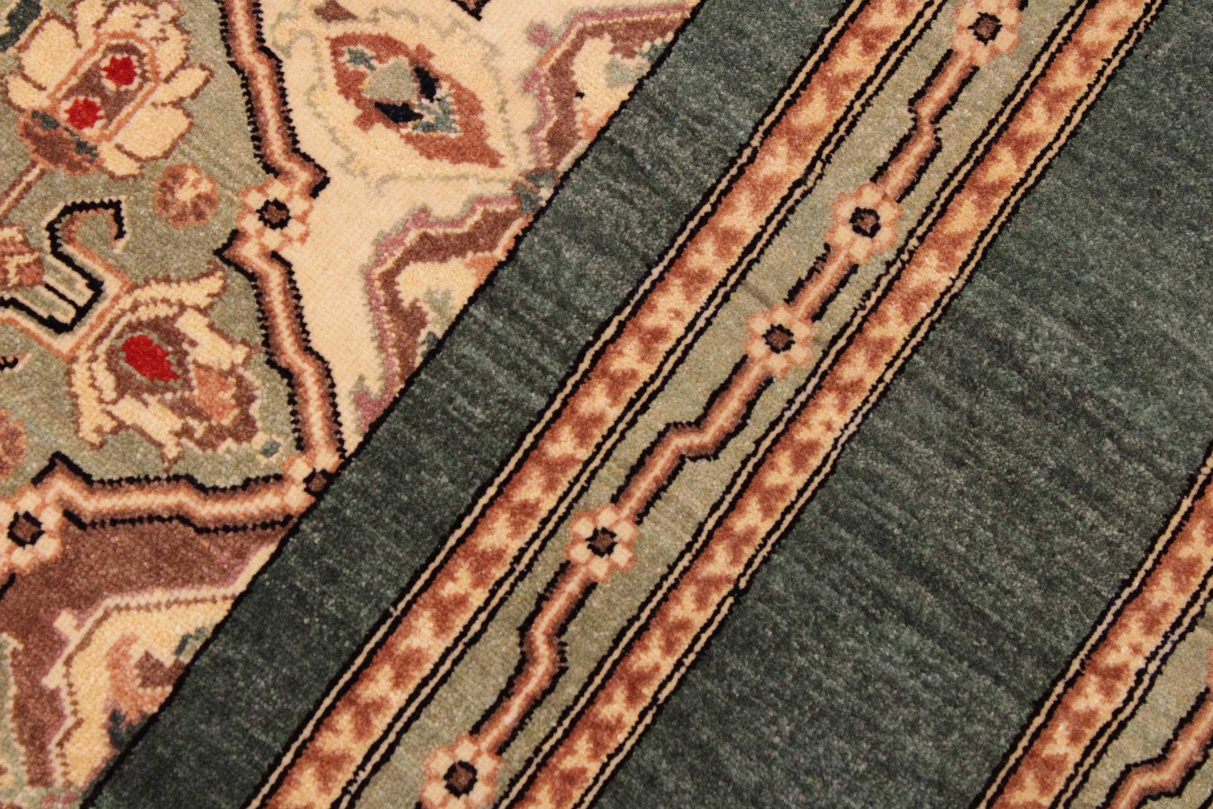 handmade Transitional  Green Beige Hand Knotted RECTANGLE 100% WOOL area rug 9' x 12'