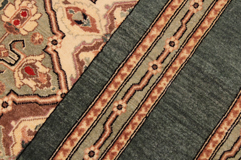 handmade Transitional  Green Beige Hand Knotted RECTANGLE 100% WOOL area rug 9' x 12'