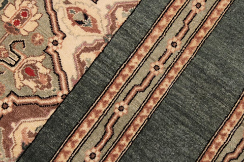 handmade Traditional  Green Beige Hand Knotted RECTANGLE 100% WOOL area rug 9'X12'