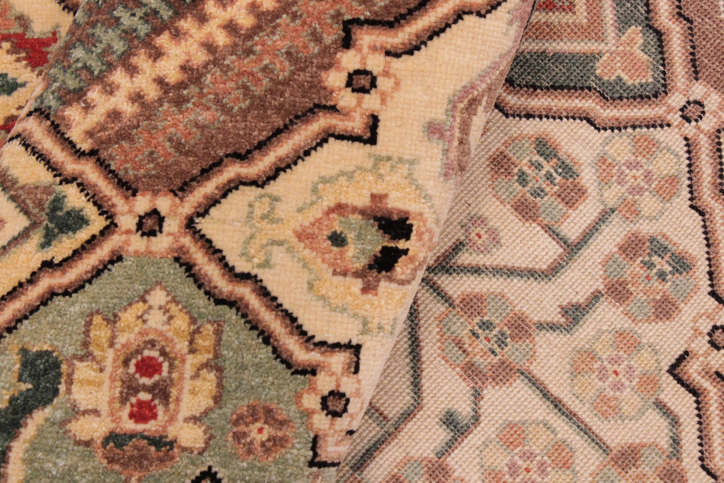 handmade Transitional  Green Beige Hand Knotted RECTANGLE 100% WOOL area rug 9' x 12'