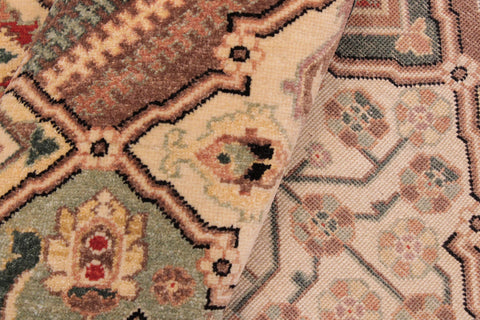handmade Transitional  Green Beige Hand Knotted RECTANGLE 100% WOOL area rug 9' x 12'