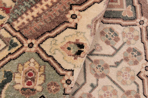 handmade Traditional  Green Beige Hand Knotted RECTANGLE 100% WOOL area rug 9'X12'