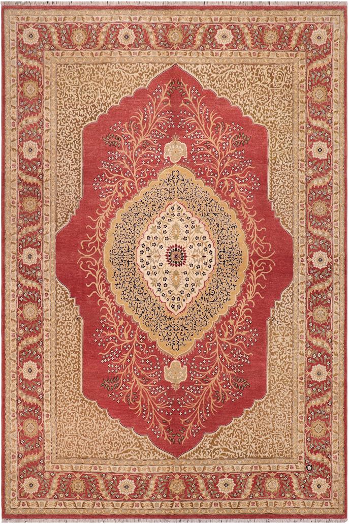 handmade Traditional Design Red Beige Hand Knotted RECTANGLE 100% WOOL area rug 9'X12'