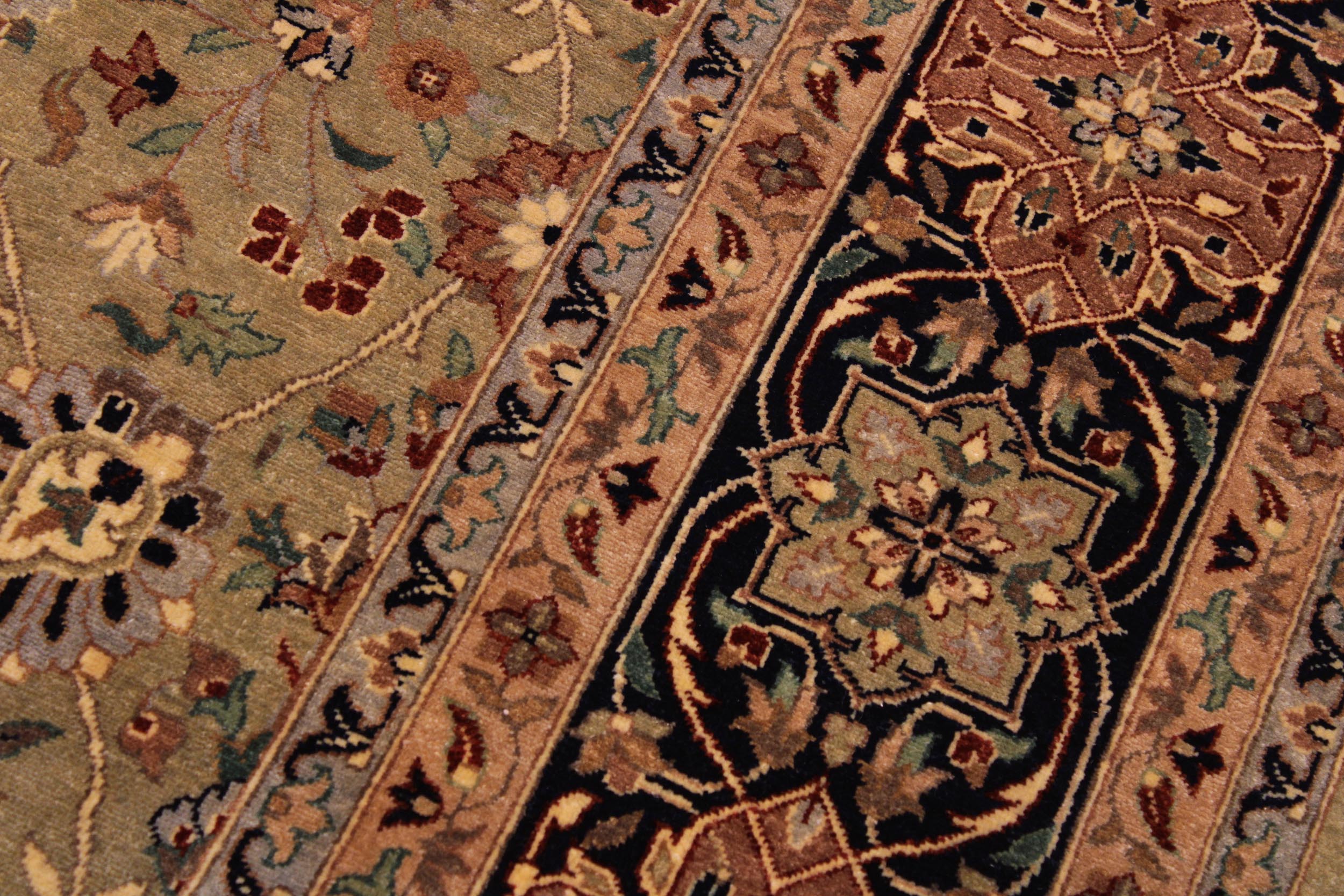handmade Traditional Design Lt. Green Drk. Blue Hand Knotted RECTANGLE 100% WOOL area rug 9' x 12'