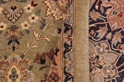 handmade Traditional Design Lt. Green Drk. Blue Hand Knotted RECTANGLE 100% WOOL area rug 9' x 12'