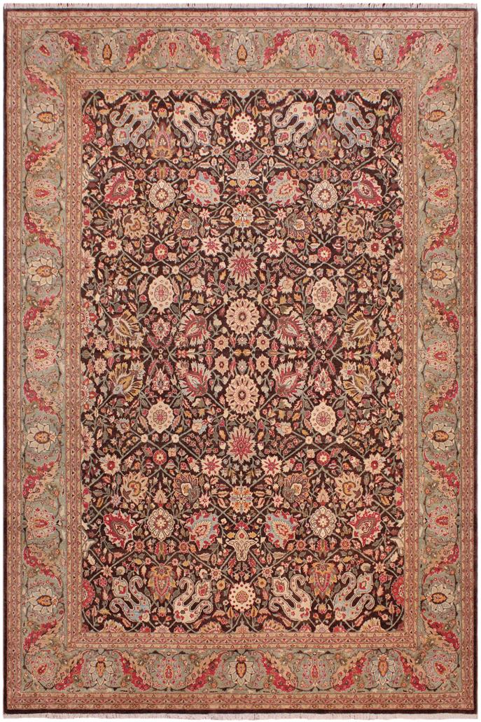 handmade Traditional  Beige Brown Hand Knotted RECTANGLE 100% WOOL area rug 9'X12'