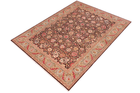 handmade Traditional  Beige Brown Hand Knotted RECTANGLE 100% WOOL area rug 9' x 12'