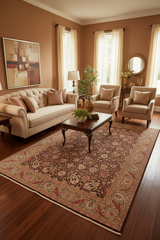 handmade Traditional  Beige Brown Hand Knotted RECTANGLE 100% WOOL area rug 9'X12'