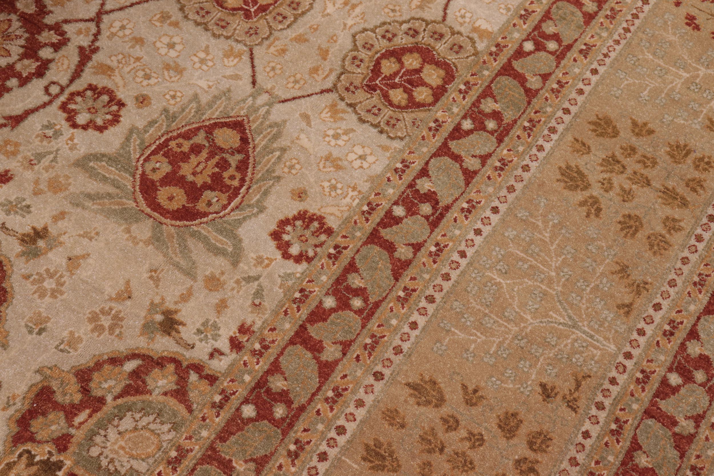 handmade Traditional  Tan Gold Hand Knotted RECTANGLE 100% WOOL area rug 9' x 12'