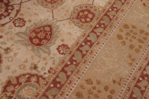 handmade Traditional  Tan Gold Hand Knotted RECTANGLE 100% WOOL area rug 9' x 12'