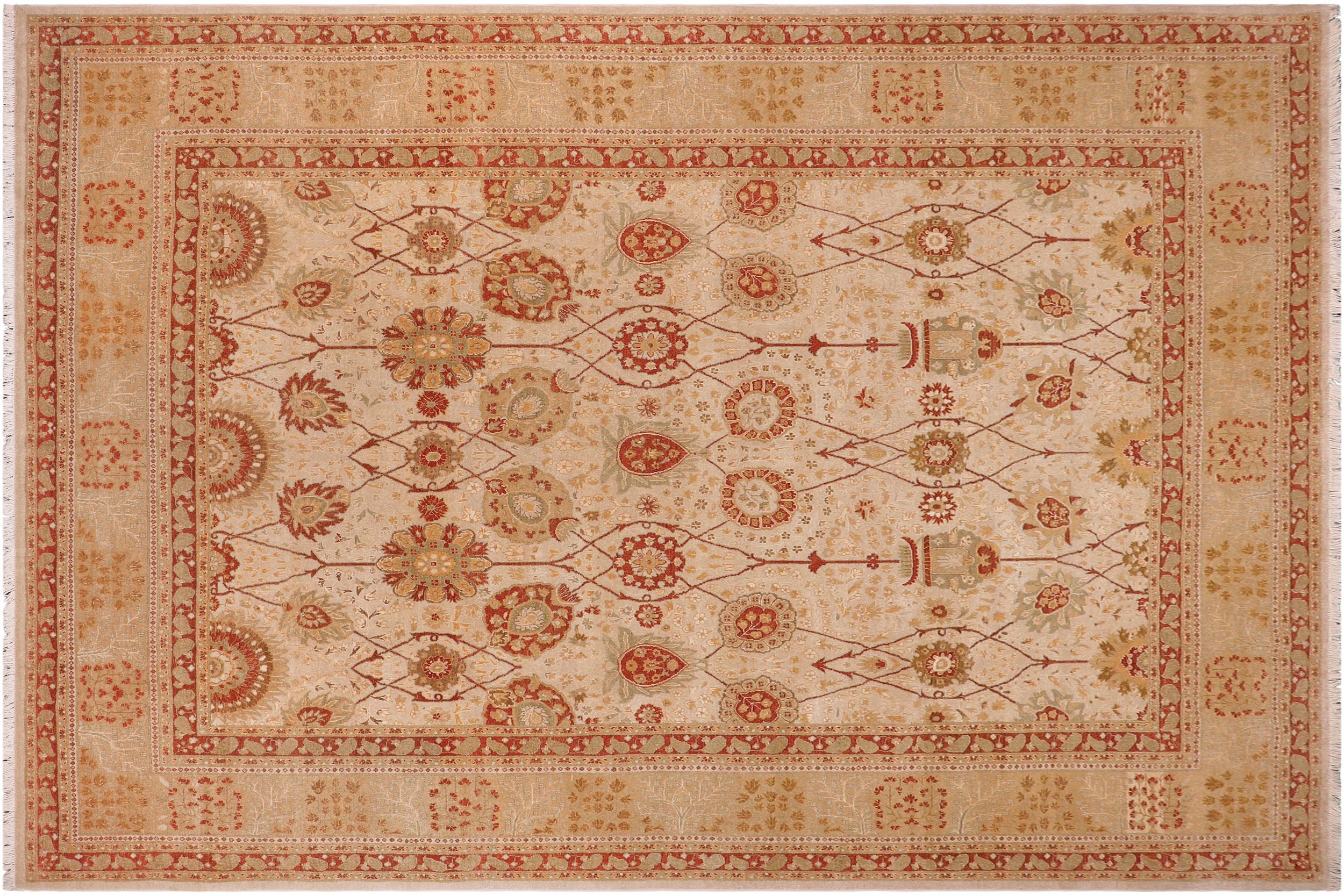 handmade Traditional  Tan Gold Hand Knotted RECTANGLE 100% WOOL area rug 9' x 12'