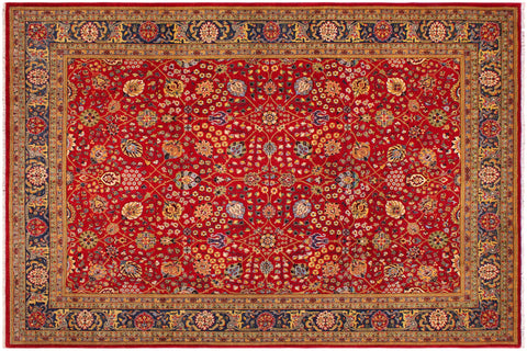 handmade Transitional Design Red Teal Hand Knotted RECTANGLE 100% WOOL area rug 9' x 12'