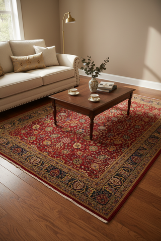 handmade Traditional Design Red Teal Hand Knotted RECTANGLE 100% WOOL area rug 9'X12'