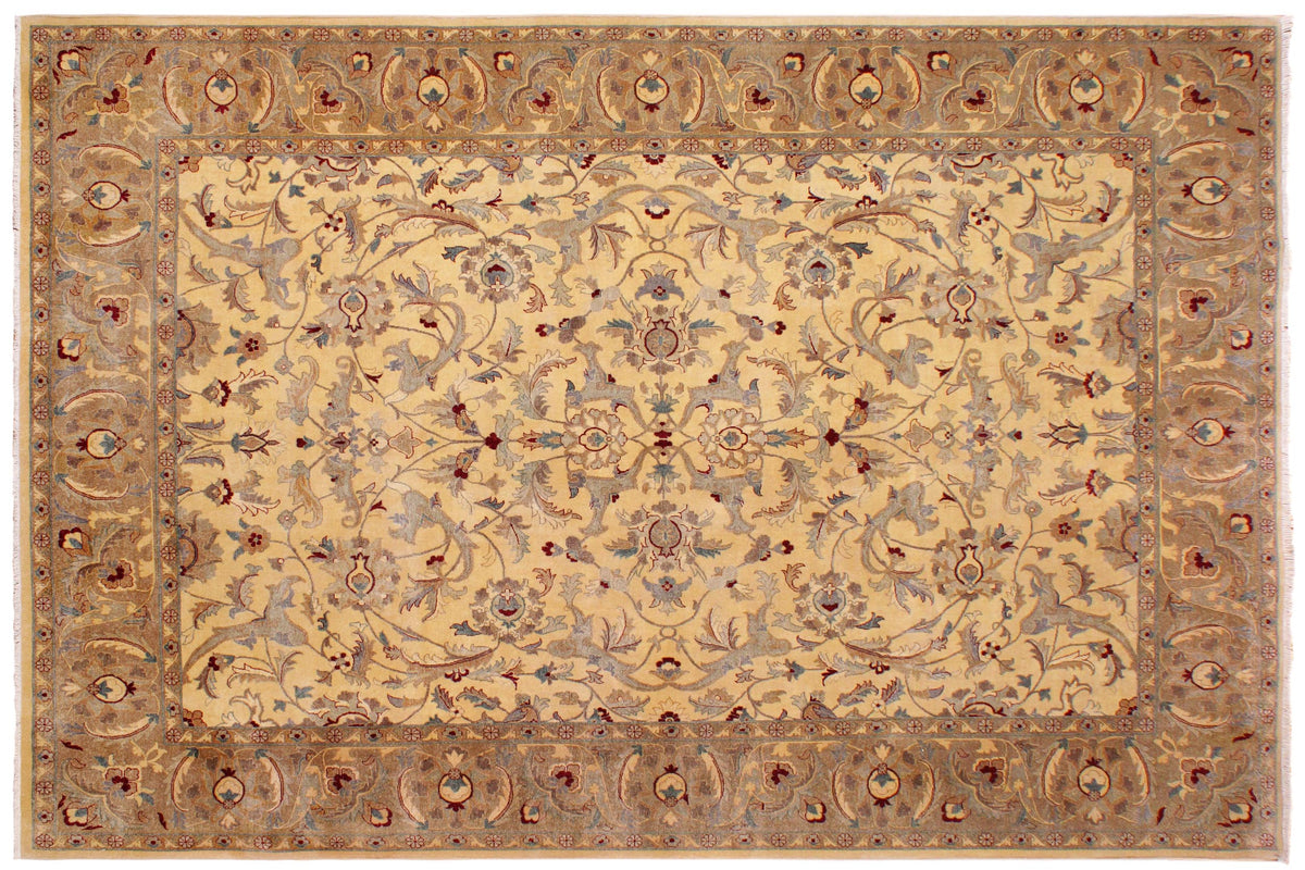 handmade Traditional  Lt. Gold Lt. Brown Hand Knotted RECTANGLE 100% WOOL area rug 9' x 12'