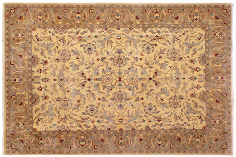 handmade Traditional  Lt. Gold Lt. Brown Hand Knotted RECTANGLE 100% WOOL area rug 9' x 12'
